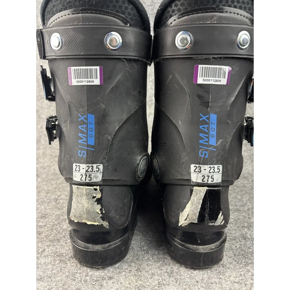 Salomon S/Max 60T Ski Boots Kids Size 23-23.5 Black Blue Downhill Sport